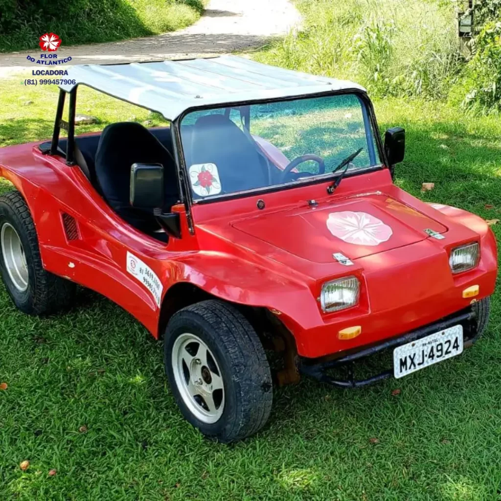 Buggy vermelho visto de lado